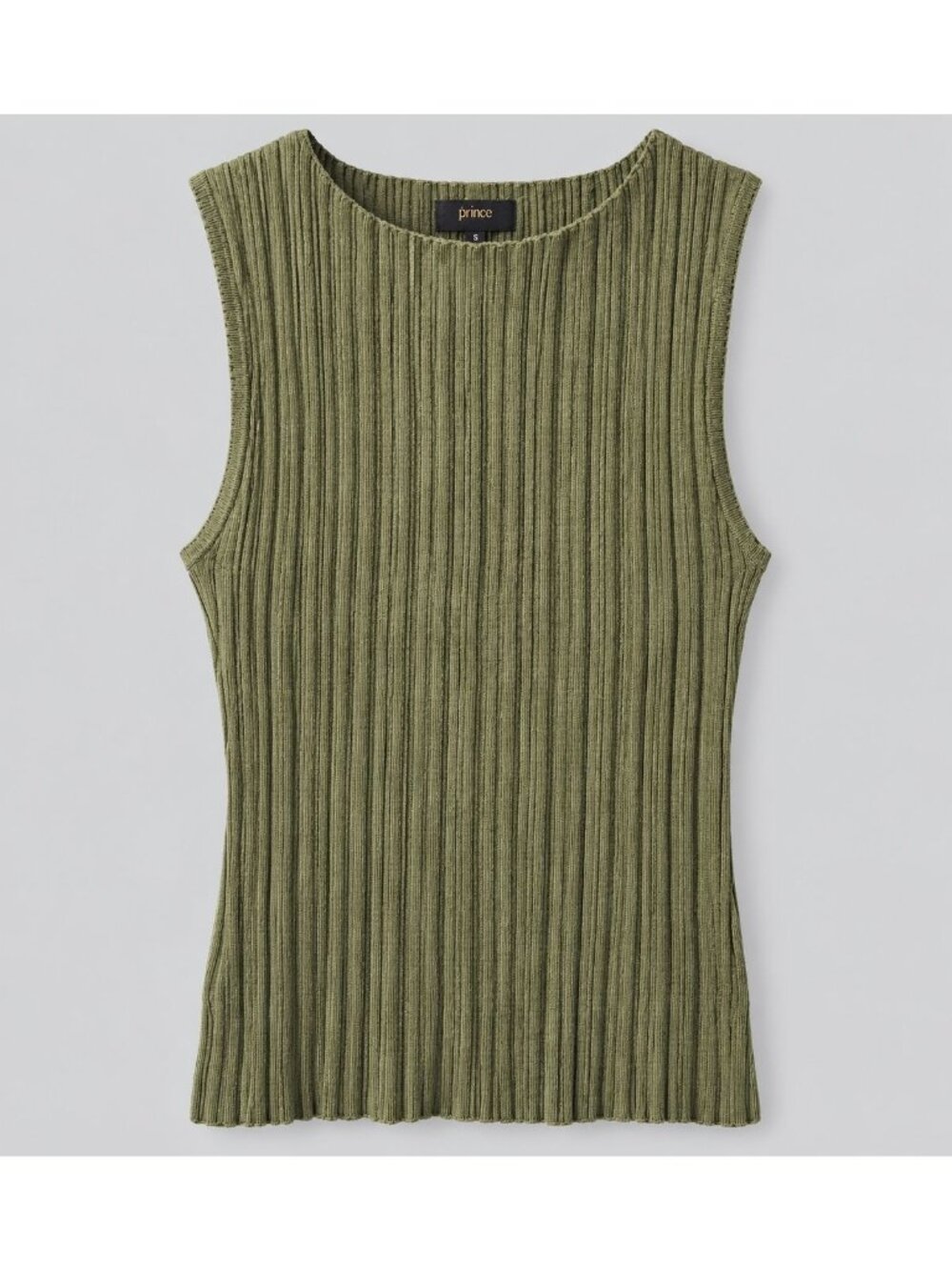 Quince Olive Green Ribbed Knit Sleeveless Top Small Fitted Minimalist Casual